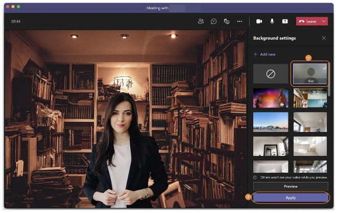 blur background during teams video call mac