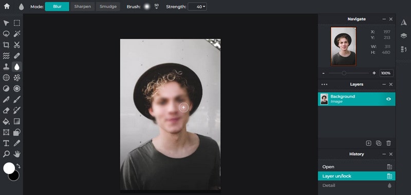blur image online using Pixlr