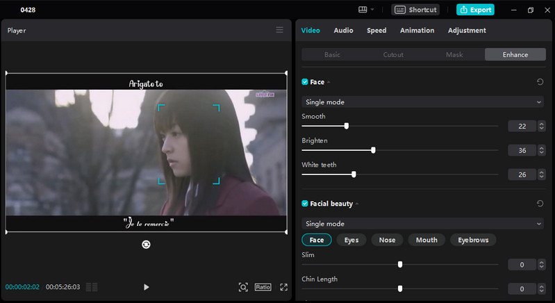 enhance face on capcut
