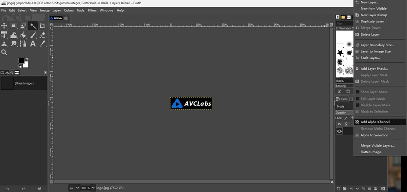 gimp add alpha channel