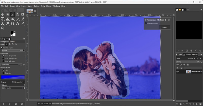 gimp foreground select tool