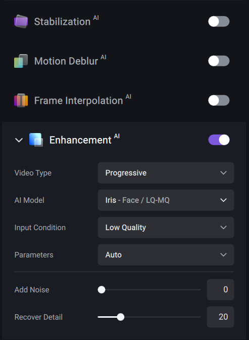 topaz ai enhancment model