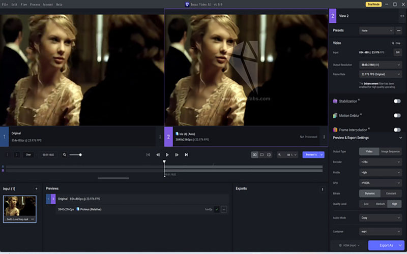 topaz video enhancer ai preview