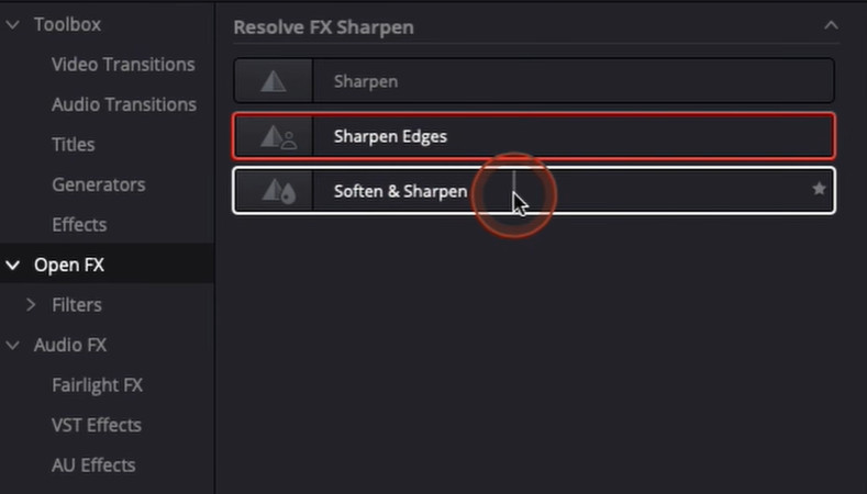 davinci resolve sharpen edges